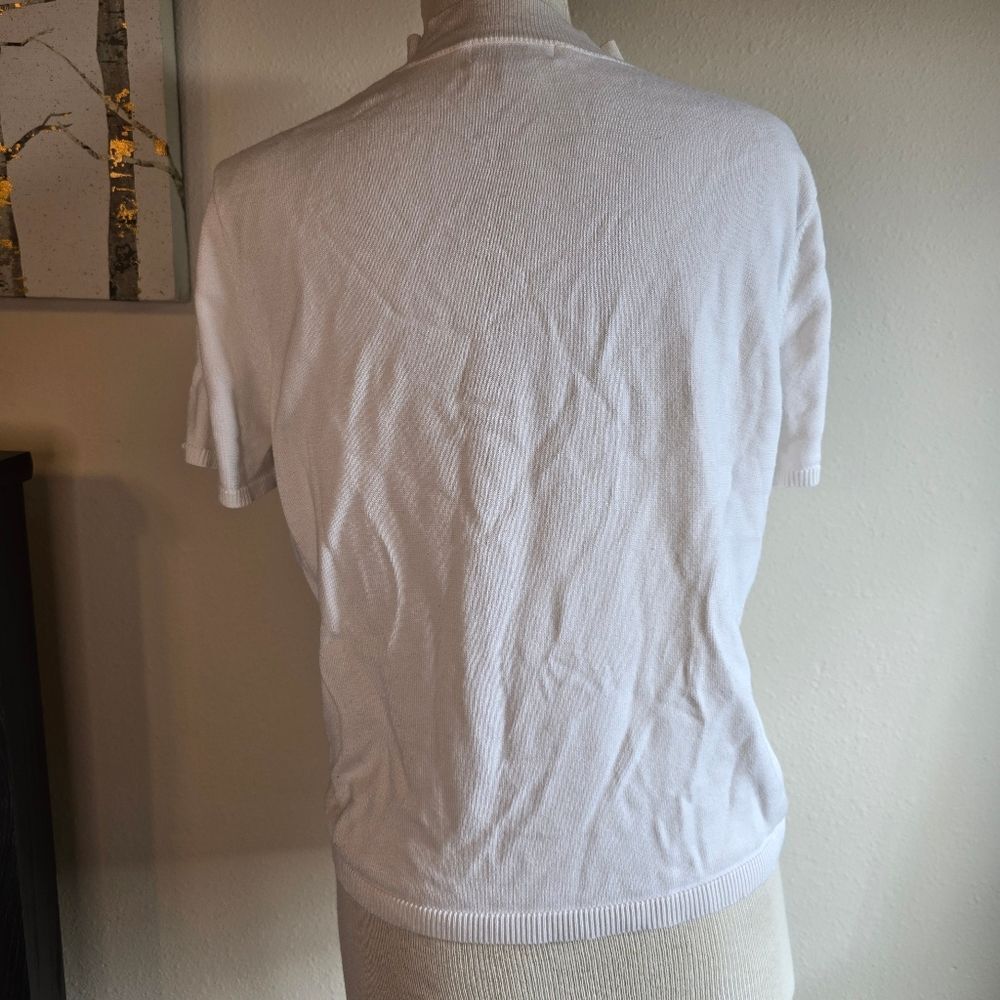 Calvin Klein White Short Sleeve Winter Sweater Top Size Large